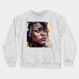 A woman with colorful paint on her face-Himba woman. Crewneck Sweatshirt